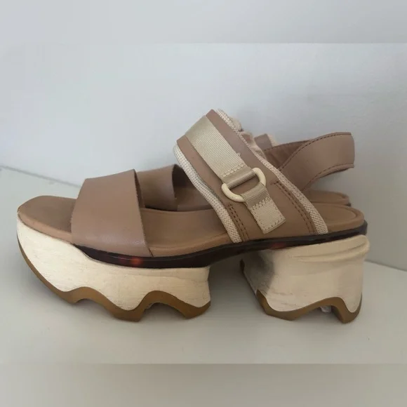 Sorel Kinetic Impact Slingback Heel Sandals in Honest Beige/Honey White size 7 - Picture 2 of 9